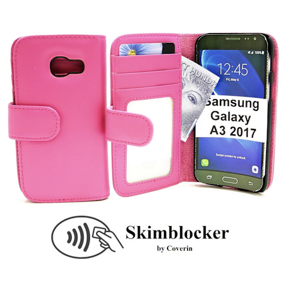 Skimblocker Plånboksfodral Samsung Galaxy A3 2017 (A320F) Hotpink