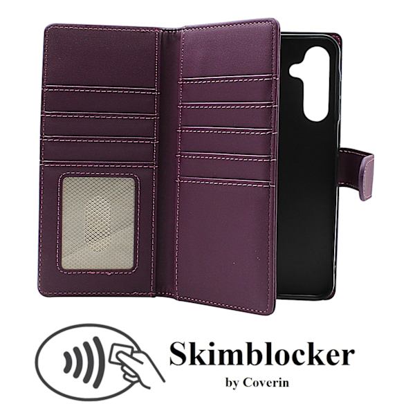 Skimblocker Samsung Galaxy A16 / A16 5G XL Plånboksfodral Mörklila