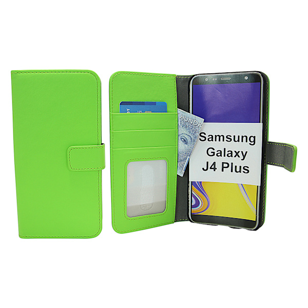 Skimblocker Magnet Wallet Samsung Galaxy J4 Plus (J415FN/DS) Grön