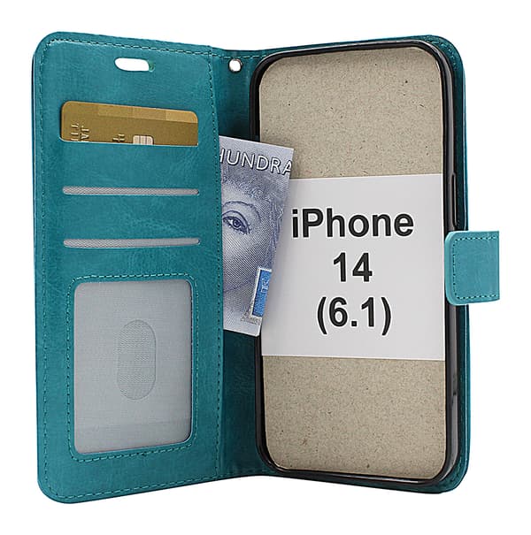 Crazy Horse Wallet iPhone 14 (6.1) Svart