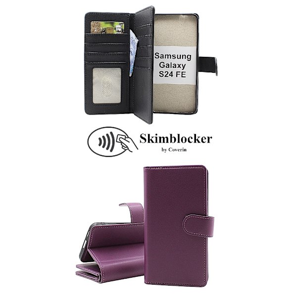Skimblocker Samsung Galaxy S24 FE XL Plånboksfodral Mörklila