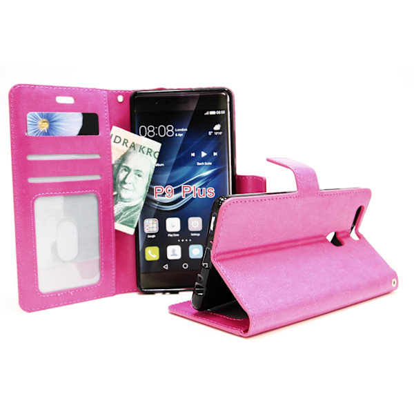 Crazy Horse Wallet Huawei P9 Plus Hotpink