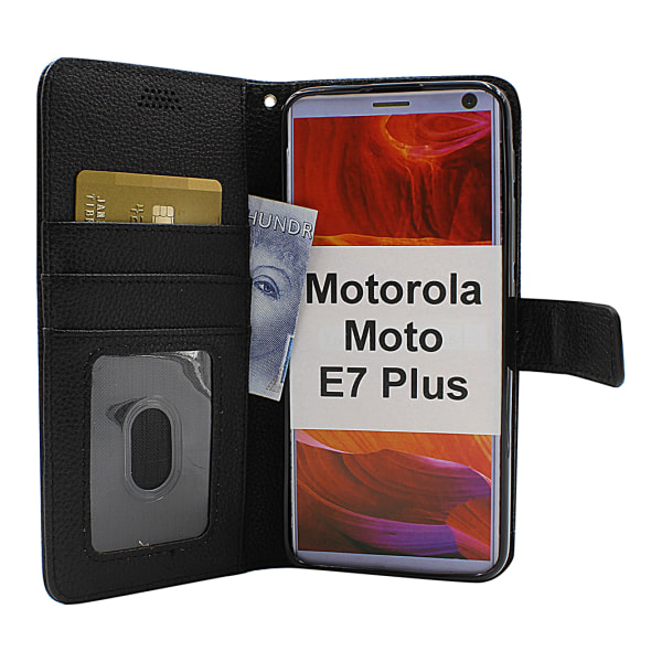 New Standcase Wallet Motorola Moto E7 Plus (Svart) Röd