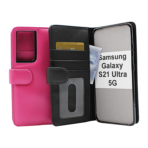 Skimblocker Plånboksfodral Samsung Galaxy S21 Ultra 5G Hotpink