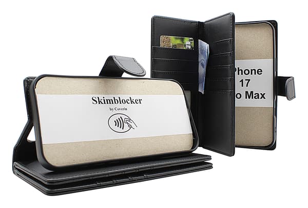 Skimblocker iPhone 17 Pro Max XL Plånboksfodral Svart