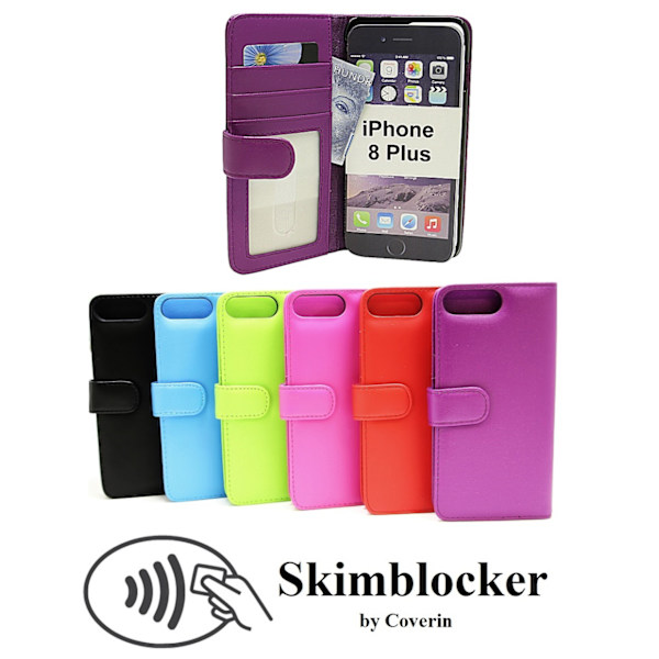Skimblocker Plånboksfodral iPhone 8 Plus Hotpink