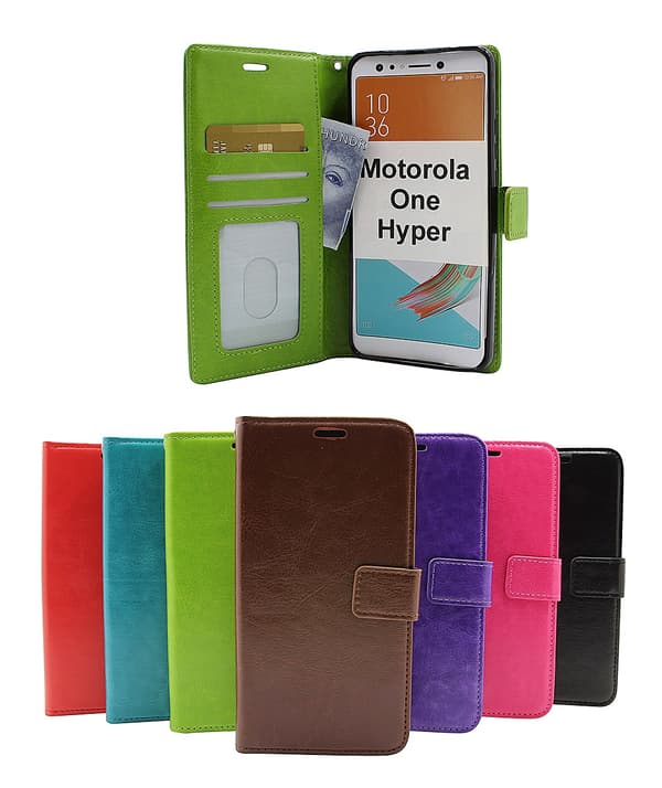 Crazy Horse Wallet Motorola One Hyper Hotpink