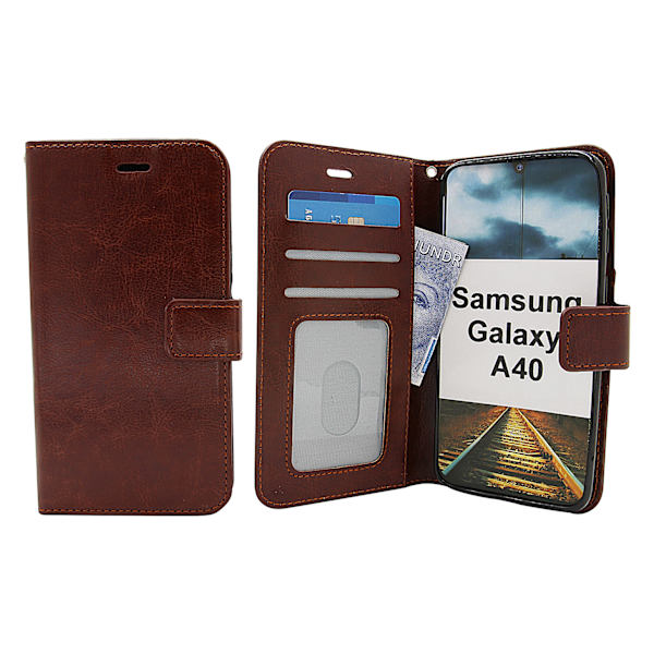 Crazy Horse Wallet Samsung Galaxy A40 (A405FN/DS) Brun