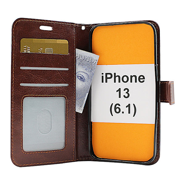 Crazy Horse Wallet iPhone 13 (6.1) Grön