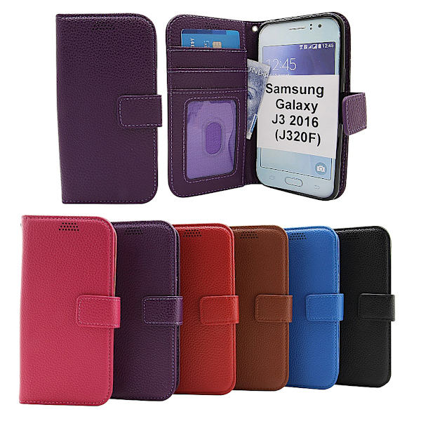 New Standcase Wallet Samsung Galaxy J3 2016 (J320F) Svart