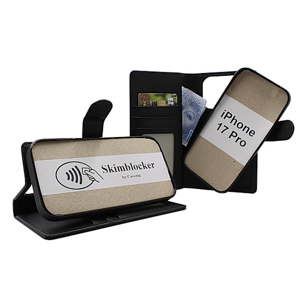 Skimblocker iPhone 17 Pro Magnet Plånboksfodral Mörkröd