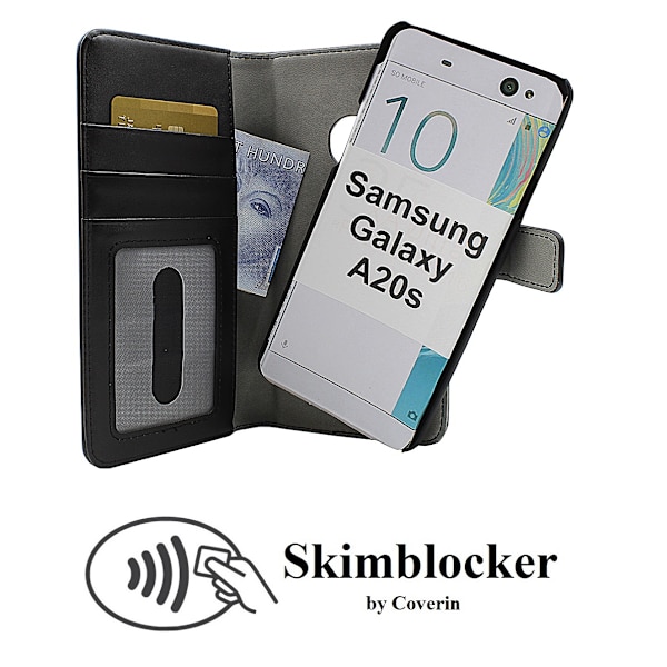 Skimblocker Magnet Wallet Samsung Galaxy A20s (A207F/DS) (Svart) Svart