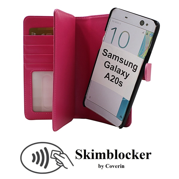 Skimblocker XL Magnet Wallet Samsung Galaxy A20s (A207F/DS) Hotpink