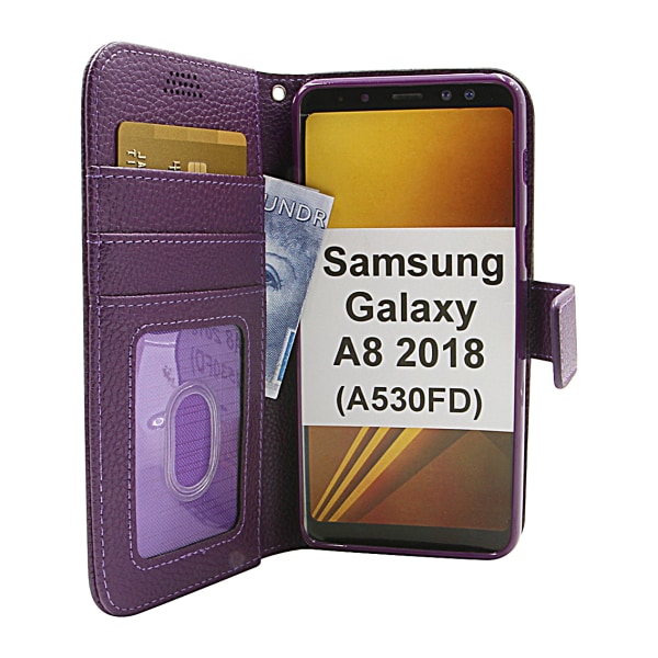 New Standcase Wallet Samsung Galaxy A8 2018 (A530FD) Ljusblå