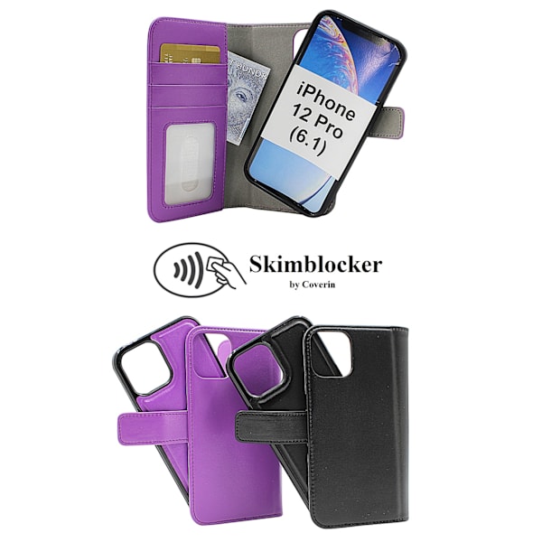 Skimblocker Magnet Fodral iPhone 12 Pro (6.1) Lila