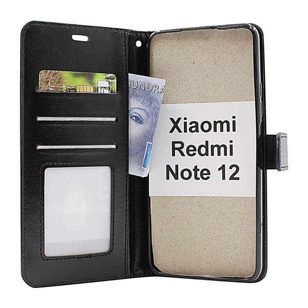 Crazy Horse Wallet Xiaomi Redmi Note 12 Svart