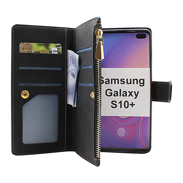 XL Standcase Lyxfodral Samsung Galaxy S10 Plus (G975F) Marinblå