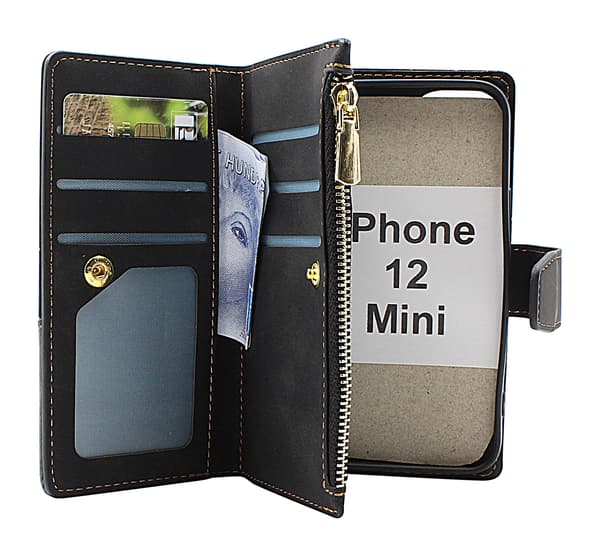 XL iPhone 12 Mini (5.4) Lyx Plånboksfodral Svart