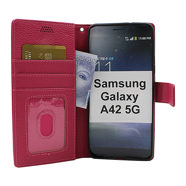 New Standcase Wallet Samsung Galaxy A42 5G (Svart) Röd