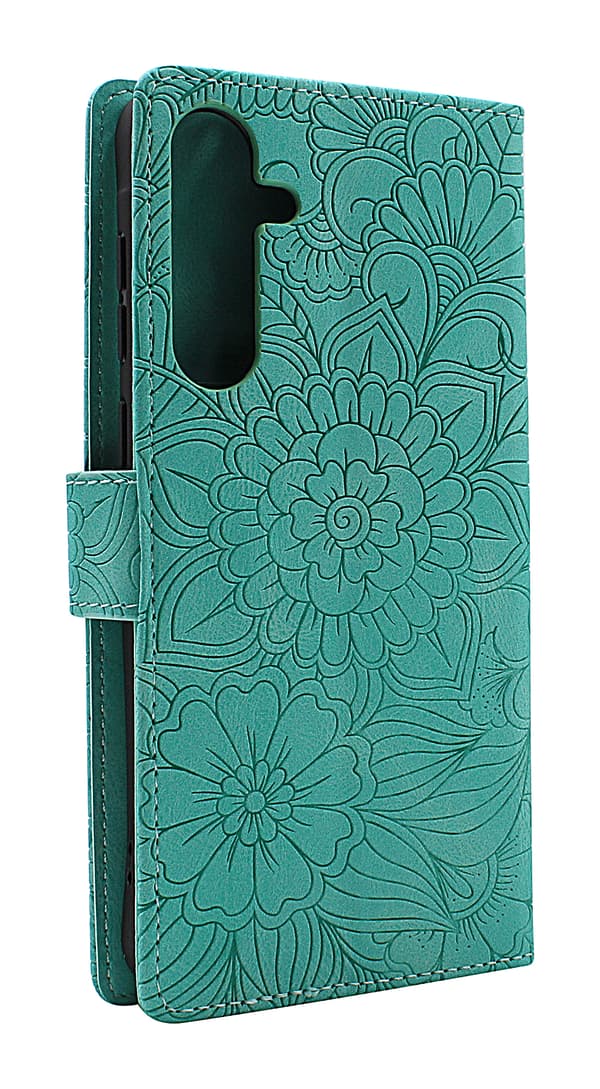Flower Standcase Wallet Samsung Galaxy A55 5G Aqua
