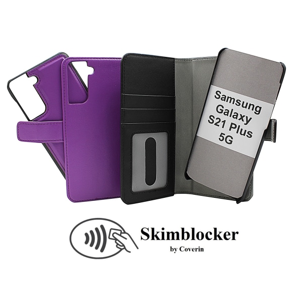 Skimblocker Magnet Fodral Samsung Galaxy S21 Plus 5G (G996B) Lila
