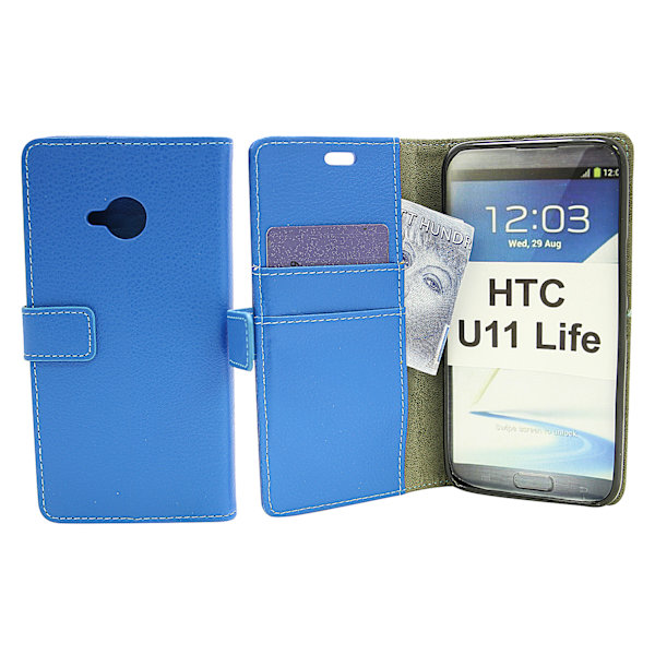 Standcase Wallet HTC U11 Life Blå