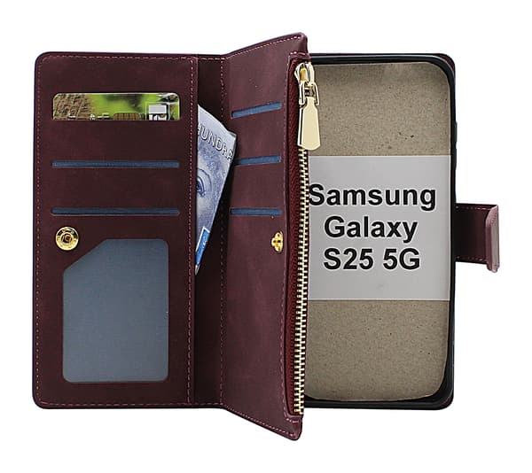 XL Samsung Galaxy S25 Lyx Plånboksfodral Marinblå
