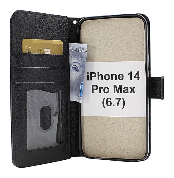New Standcase Wallet iPhone 14 Pro Max (6.7) Ljusblå