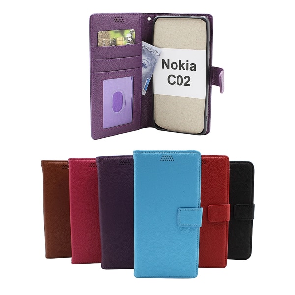 New Standcase Wallet Nokia C02 Ljusblå