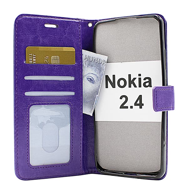 Crazy Horse Wallet Nokia 2.4 Röd