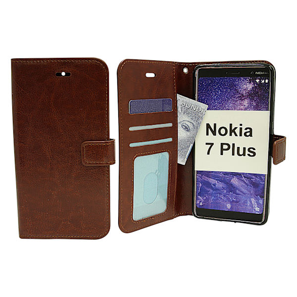 Crazy Horse Wallet Nokia 7 Plus Brun