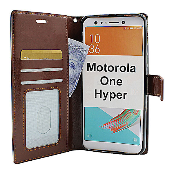 Crazy Horse Wallet Motorola One Hyper Brun