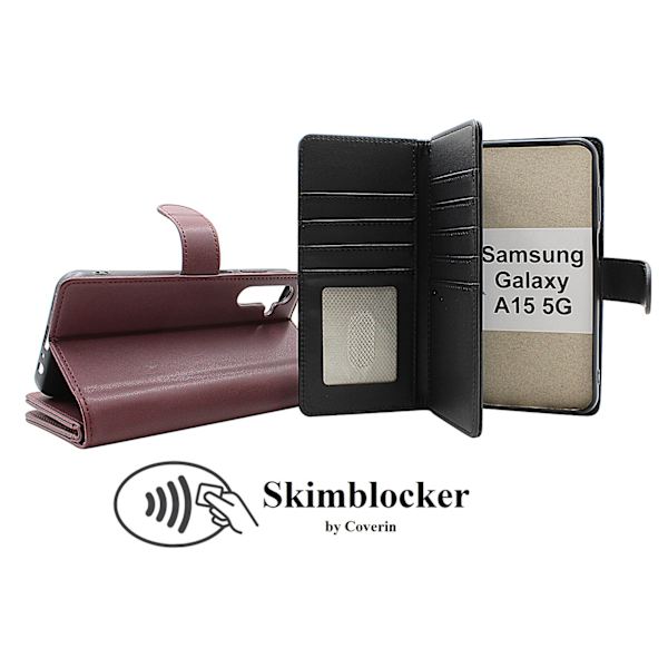 Skimblocker XL Wallet Samsung Galaxy A15 5G Mörkröd