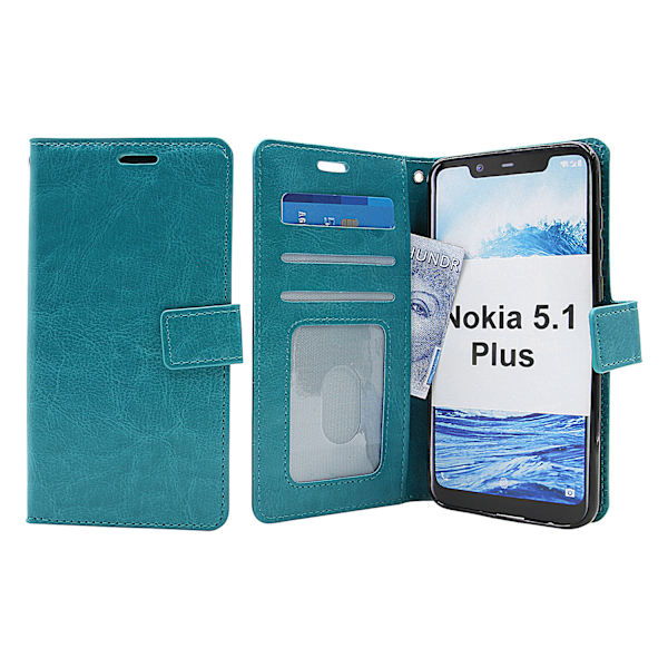 Crazy Horse Wallet Nokia 5.1 Plus Turkos