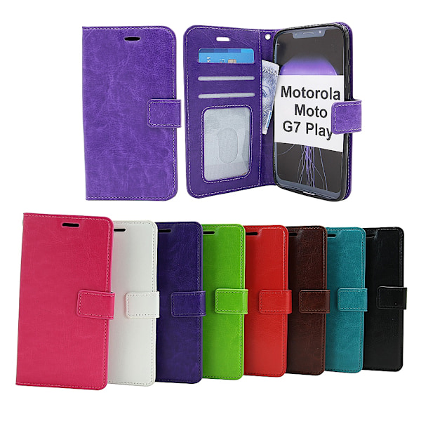 Crazy Horse Wallet Motorola Moto G7 Play Svart