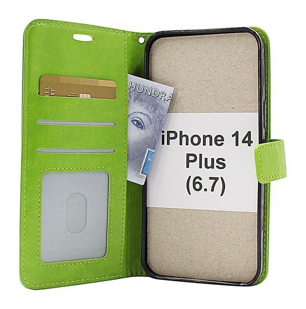 Crazy Horse Wallet iPhone 14 Plus (6.7) Grön
