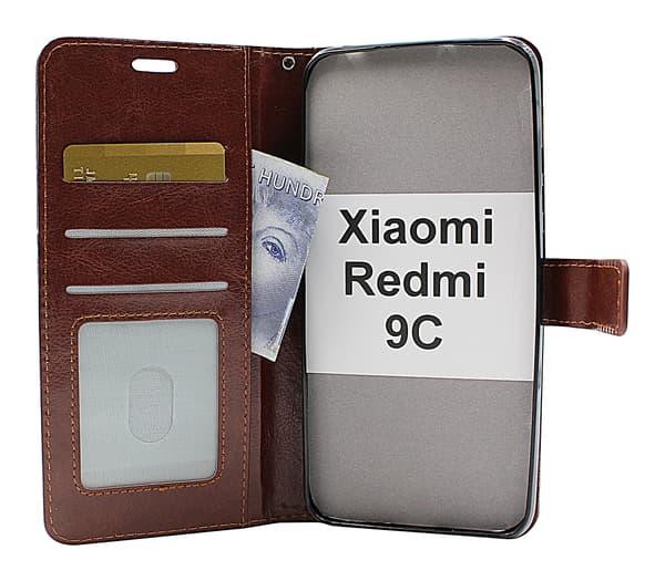 Crazy Horse Wallet Xiaomi Redmi 9C Röd