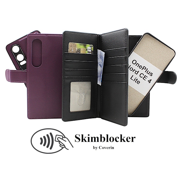 Skimblocker OnePlus Nord CE 4 Lite XL Magnet Plånboksfodral Svart