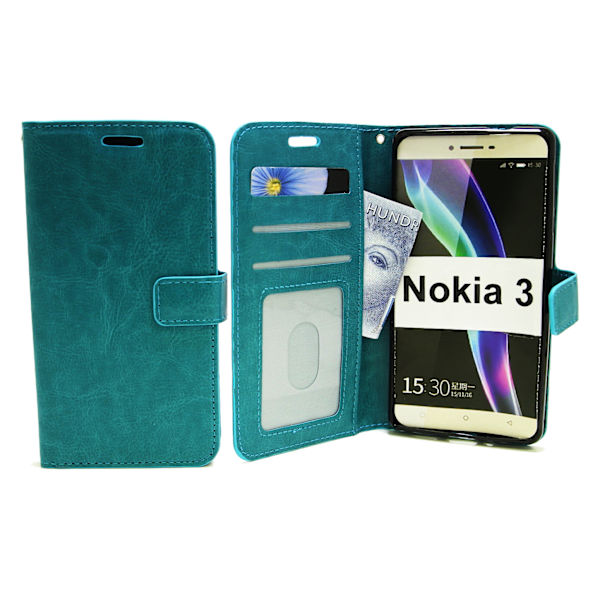 Crazy Horse Wallet Nokia 3 Turkos