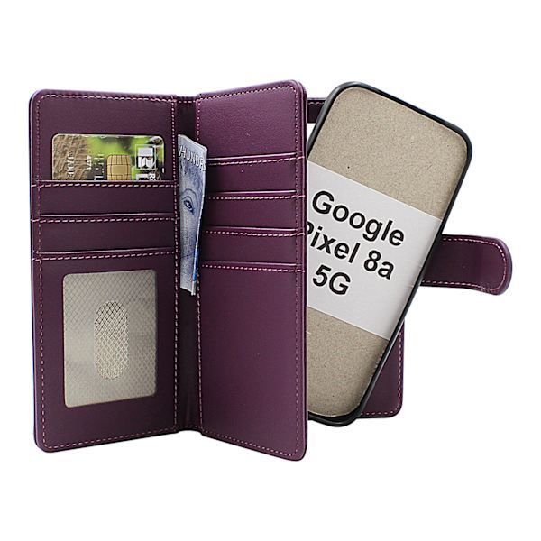 Skimblocker Google Pixel 8a 5G XL Magnet Plånboksfodral Mörklila