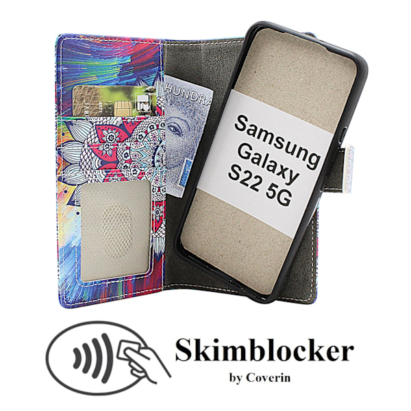 Skimblocker Galaxy S22 5G Magnet Plånboksfodral Design
