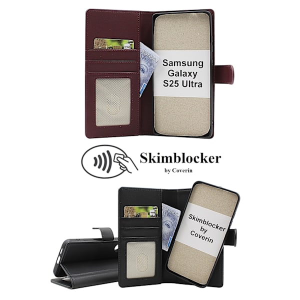 Skimblocker Samsung Galaxy S25 Ultra Magnet Plånboksfodral Svart