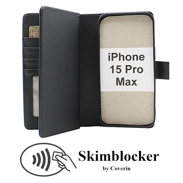 Skimblocker iPhone 15 Pro Max XL Magnet Plånboksfodral