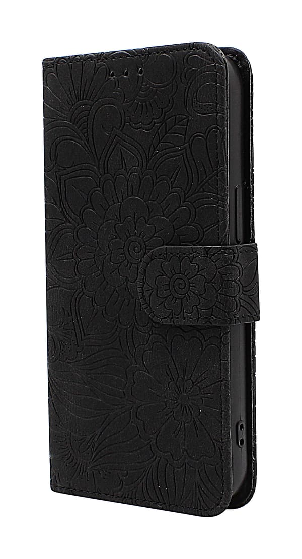 Flower Standcase Wallet iPhone 14 Pro (6.1) Svart