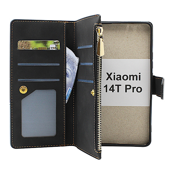 XL Xiaomi 14T Pro Lyx Plånboksfodral Vinröd