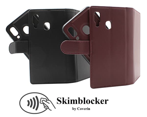 Skimblocker Samsung Galaxy A40 Magnet Plånboksfodral Mörkröd