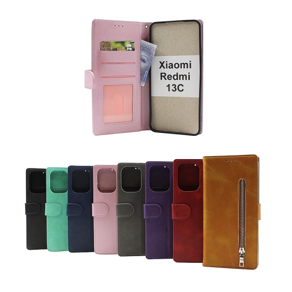 Zipper Standcase Wallet Xiaomi Redmi 13C Svart
