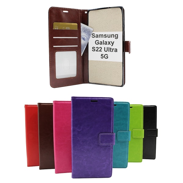 Crazy Horse Wallet Samsung Galaxy S22 Ultra 5G Turkos