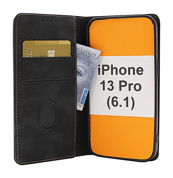 Fancy Standcase Wallet iPhone 13 Pro Svart