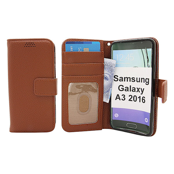New Standcase Wallet Samsung Galaxy A3 2016 Brun